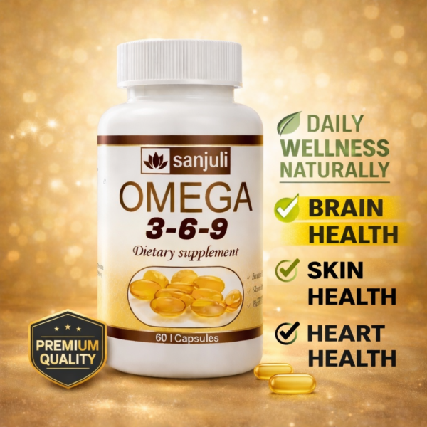 Sanjuli Omega-3-6-9 / 60 Veg Softgel Capsules for Men & Women| Strength Supplement for Muscle, Bone, Heart, Eye, Skin & Brain