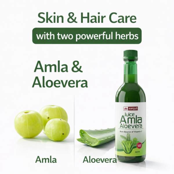 Sanjuli Amla & Aloe Vera Juice 500 ml | Digestive, Immunity, Skin, Hair & Wellness Support