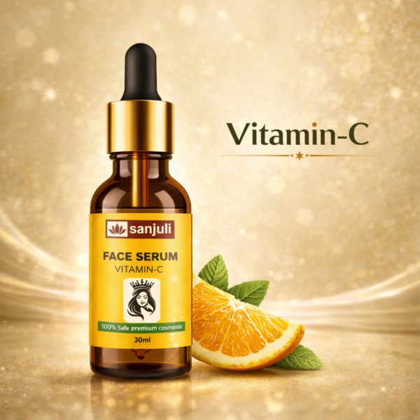 Sanjuli Vitamin C Face Serum 30ml with Alpha Arbutin, Kojic Acid, Hyaluronic Acid With Natural Ingredients like Carrot Extract, Tomato Extract, Grape seed Extract, Aloevera gel etc. for Glowing Skin- Anti-Aging, Dark Spot Removing & Skin Brightening
