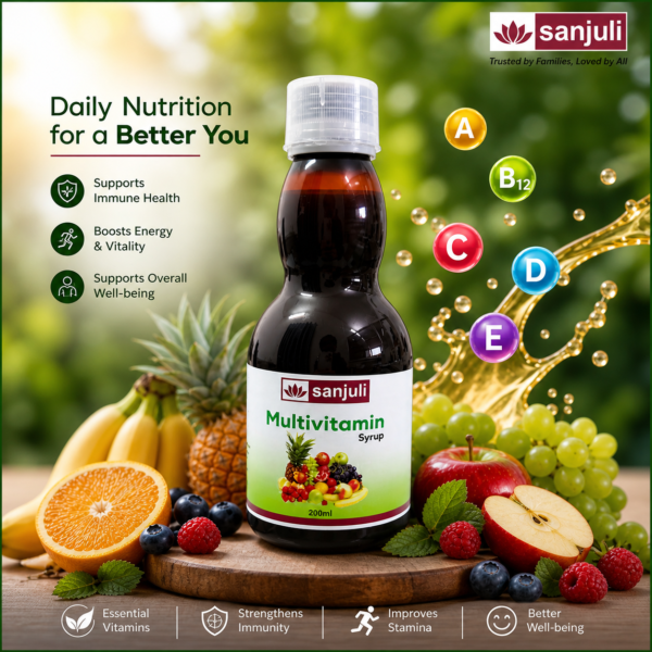 Sanjuli Multivitamin Syrup – Herbal Strength, Immunity & Vitality Booster |Advanced Ayurvedic Energy & Wellness Booster| 200ml