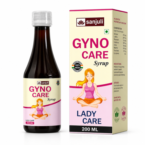 Sanjuli Gyno Care Syrup – Complete Women Wellness & Uterine Health Support | Natural Ayurvedic Women Care Formula for Hormonal Balance, Menstrual Wellness, Leucorrhea & Strength | 200ml