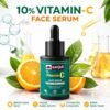 Sanjuli 10%Vitamin C Face Serum 30ml/ for Brightning & Glowing Skin with Kojic, Hyaluronic Acid and Alpha Arbutin & Natural Extracts Like Tomato, Carrot, Grape Seed Extracts 
